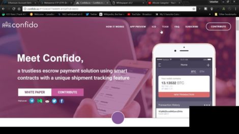 ICO de Confido - page d'accueil