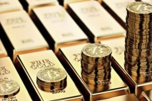 Lingots d'or et Bitcoin