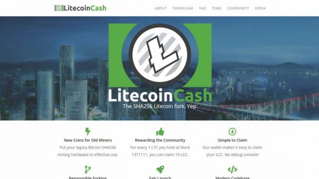 Page d'accueil du Litecoin Cash