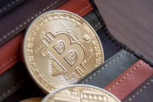portefeuille contenant des pièces de Bitcoin