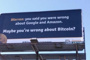 Panneau Publicitaire Warren Buffett Bitcoin