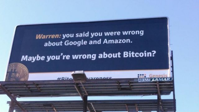Panneau Publicitaire Warren Buffett Bitcoin