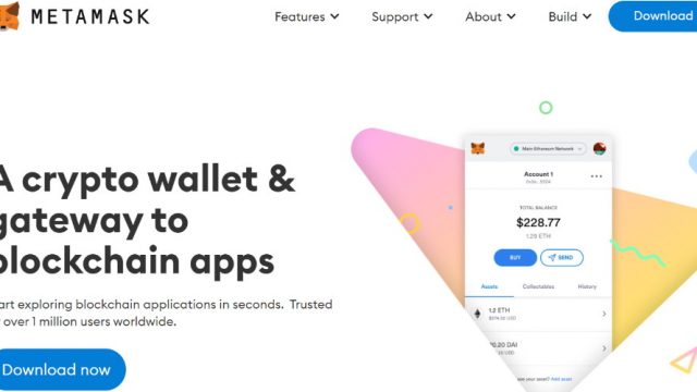 Page d'accueil de Metamask